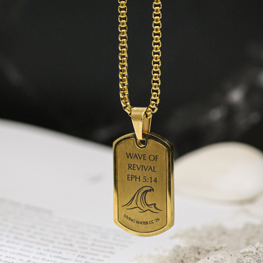 'Wave of Revival' (Ephesians 5:14) Mens Necklace in Gold & Silver