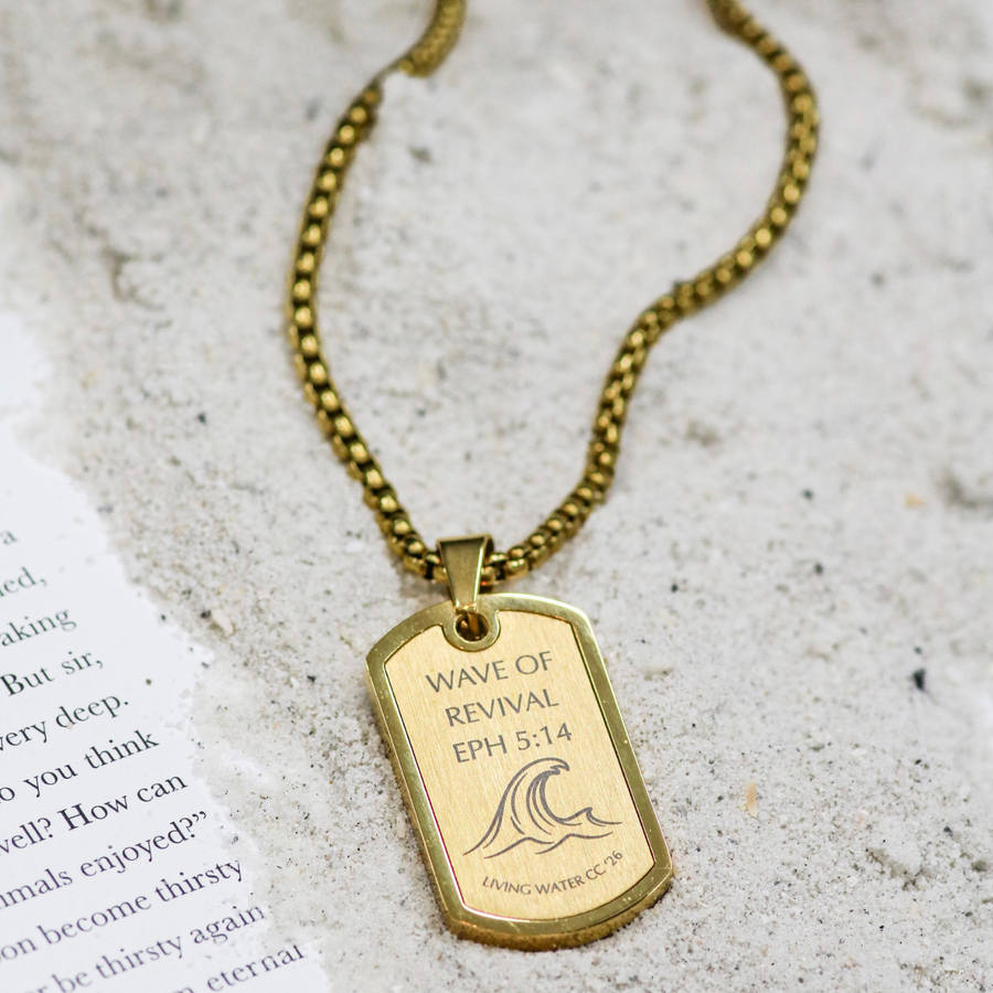 'Wave of Revival' (Ephesians 5:14) Mens Necklace in Gold & Silver