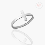 Precious Cross Ring- 10k/14k Solid Yellow Gold, White Gold & Rose Gold