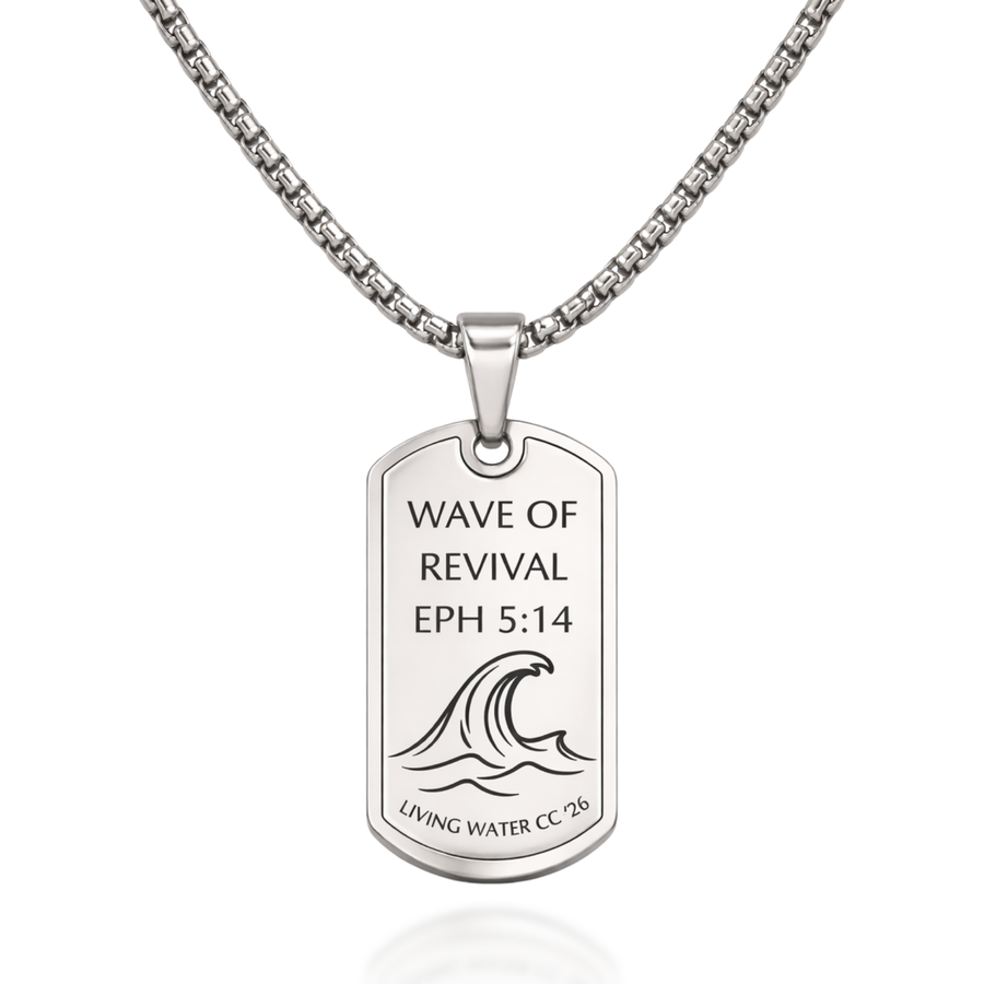 'Wave of Revival' (Ephesians 5:14) Mens Necklace in Gold & Silver