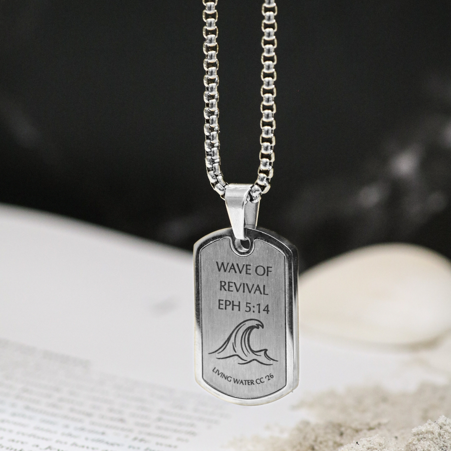 'Wave of Revival' (Ephesians 5:14) Mens Necklace in Gold & Silver