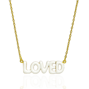 LOVED Necklace with Bubble Font & Colorful Enamel
