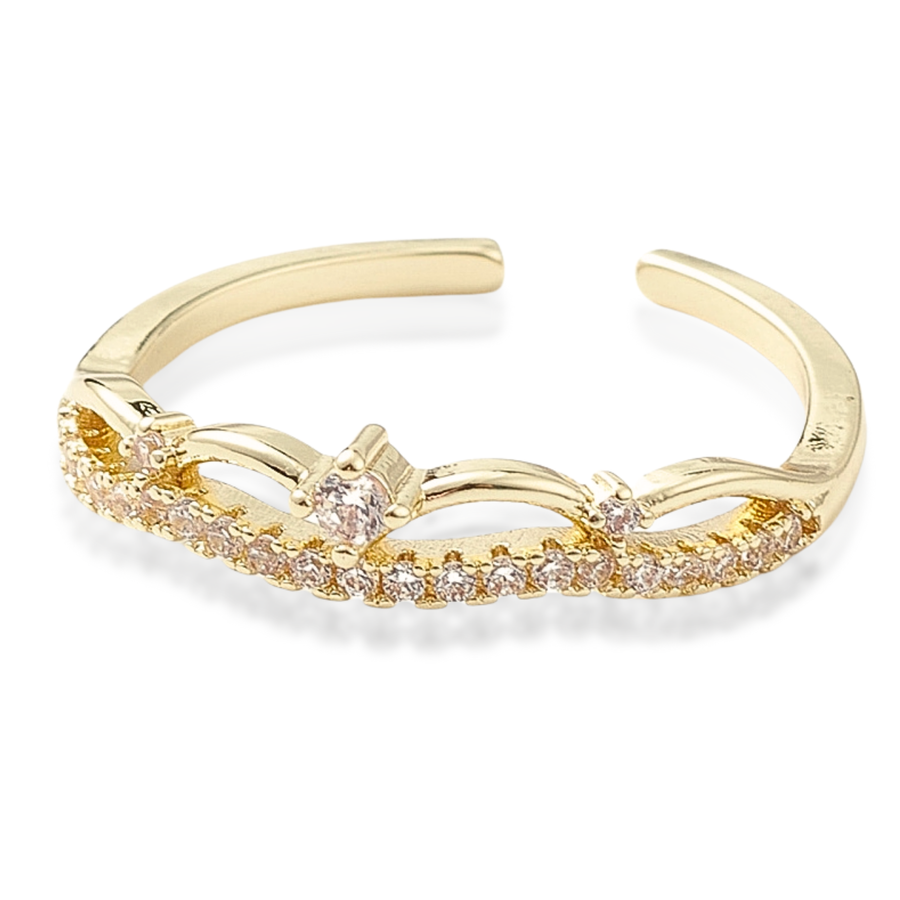 The Princess Tiara Adjustable Ring in Gold and Silver