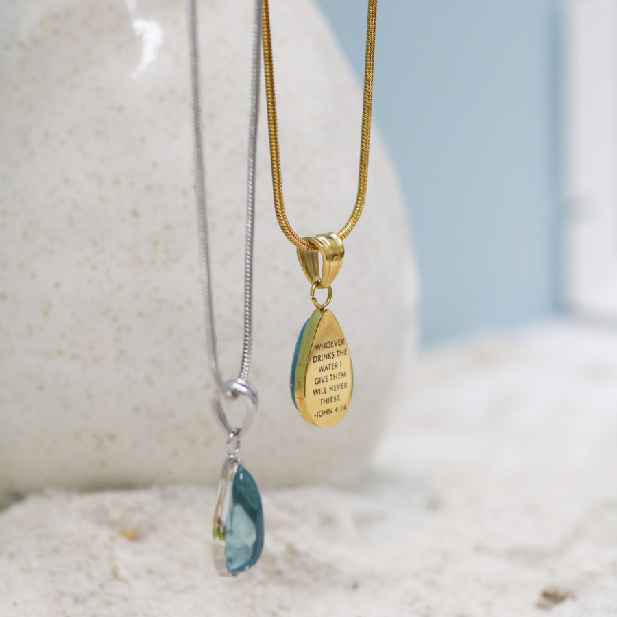 Living Water Drop Necklace in Gold & Silver