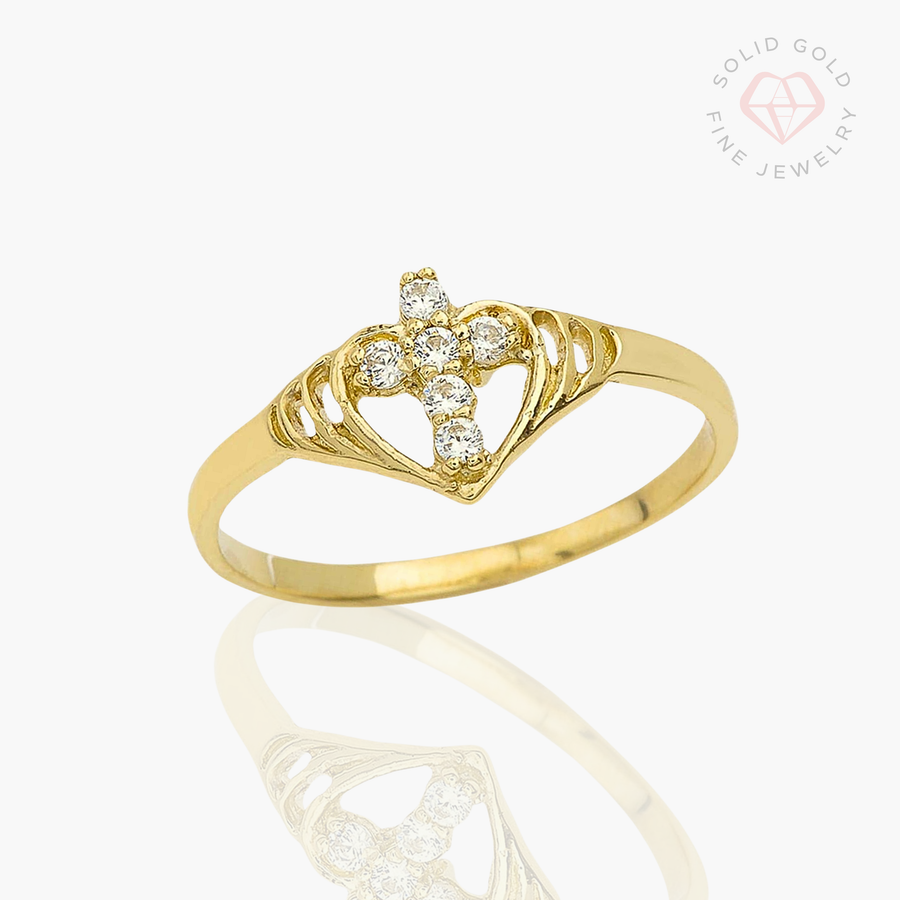 Christ in my Heart Ring- 10k/14k Solid Yellow Gold, White Gold & Rose Gold