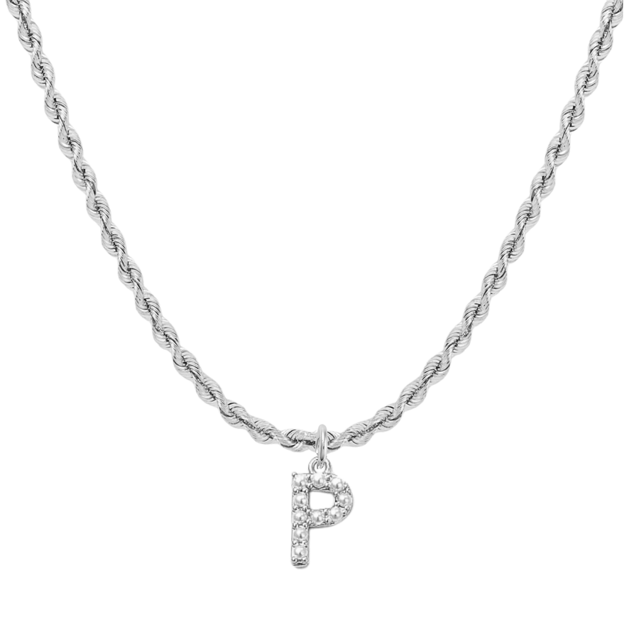 Pearly Initial Heart Necklace in Gold & Silver