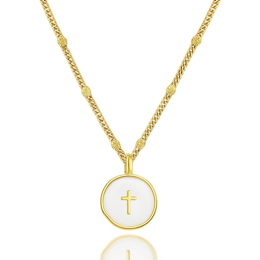 Agape Cross Necklace in Gold and Silver