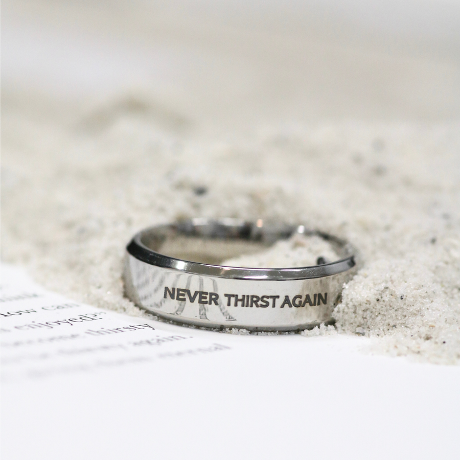 'Never Thirst Again' Mens Silver Ring