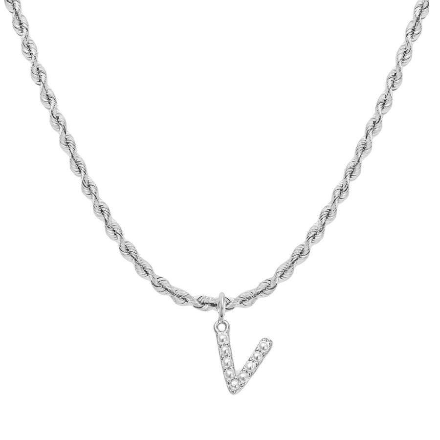 Pearly Initial Heart Necklace in Gold & Silver