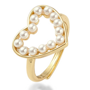 Heart of Pearls Adjustable Ring in Gold and Silver