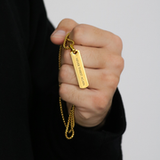 'Never Thirst Again' Mens Vertical Necklace in Gold & Silver