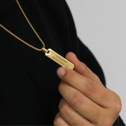'Never Thirst Again' Mens Vertical Necklace in Gold & Silver