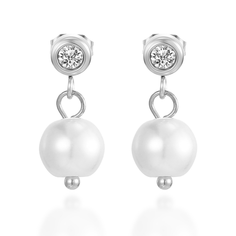 Pearl Halo Hoops in Gold & Silver
