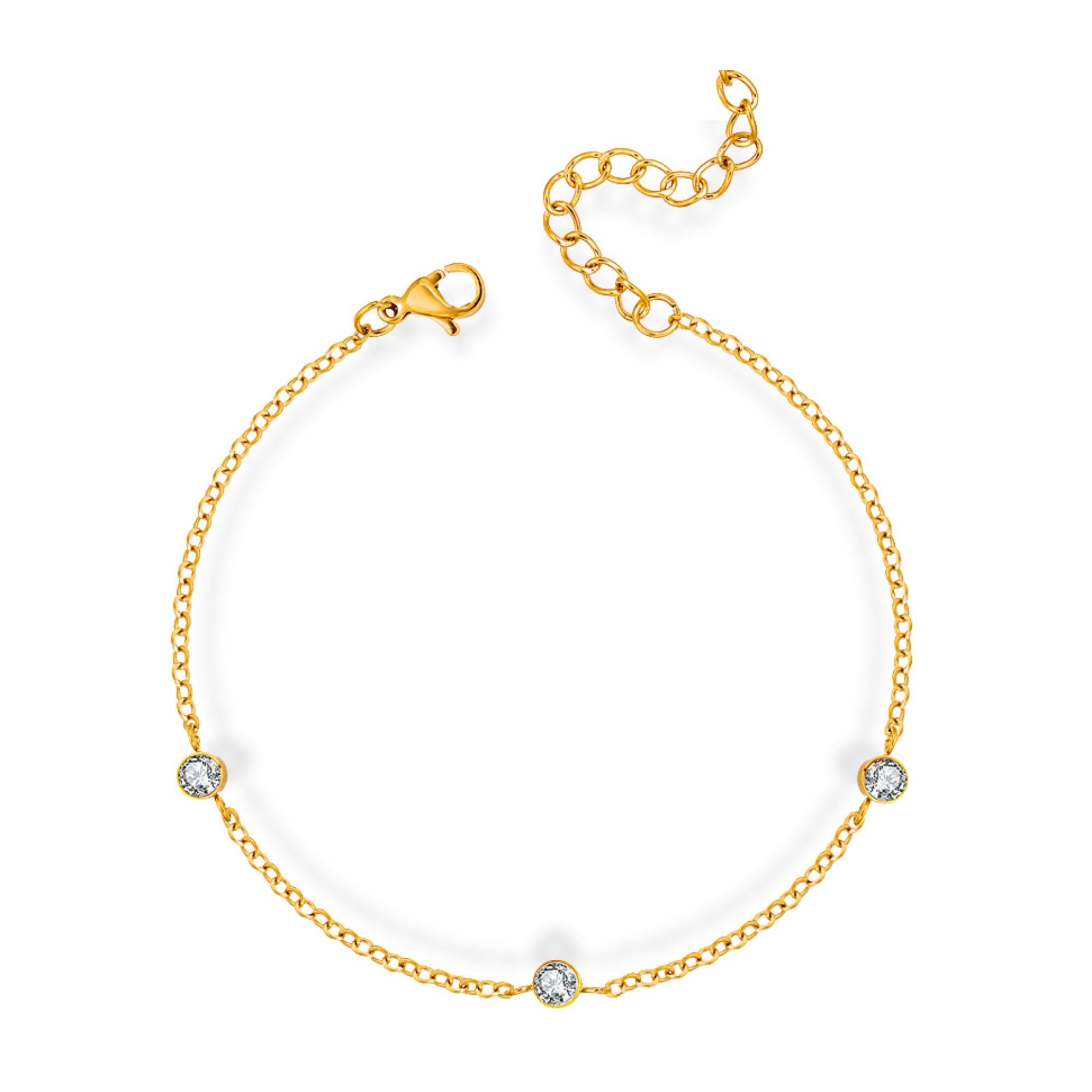 Triple Cubic Zirconia Stone Bracelet in Gold and Silver