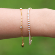 Triple Cubic Zirconia Stone Bracelet in Gold and Silver