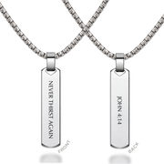 'Never Thirst Again' Mens Vertical Necklace in Gold & Silver