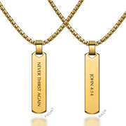 'Never Thirst Again' Mens Vertical Necklace in Gold & Silver