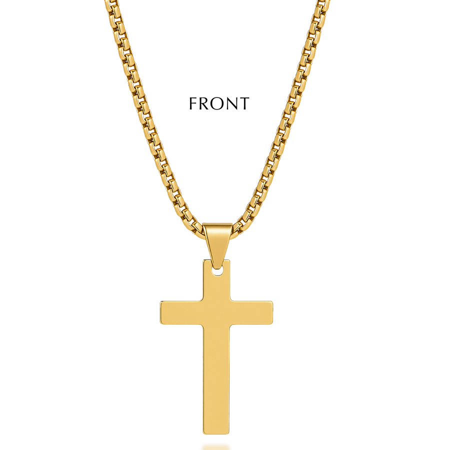 Engraved Men's Cross Necklace