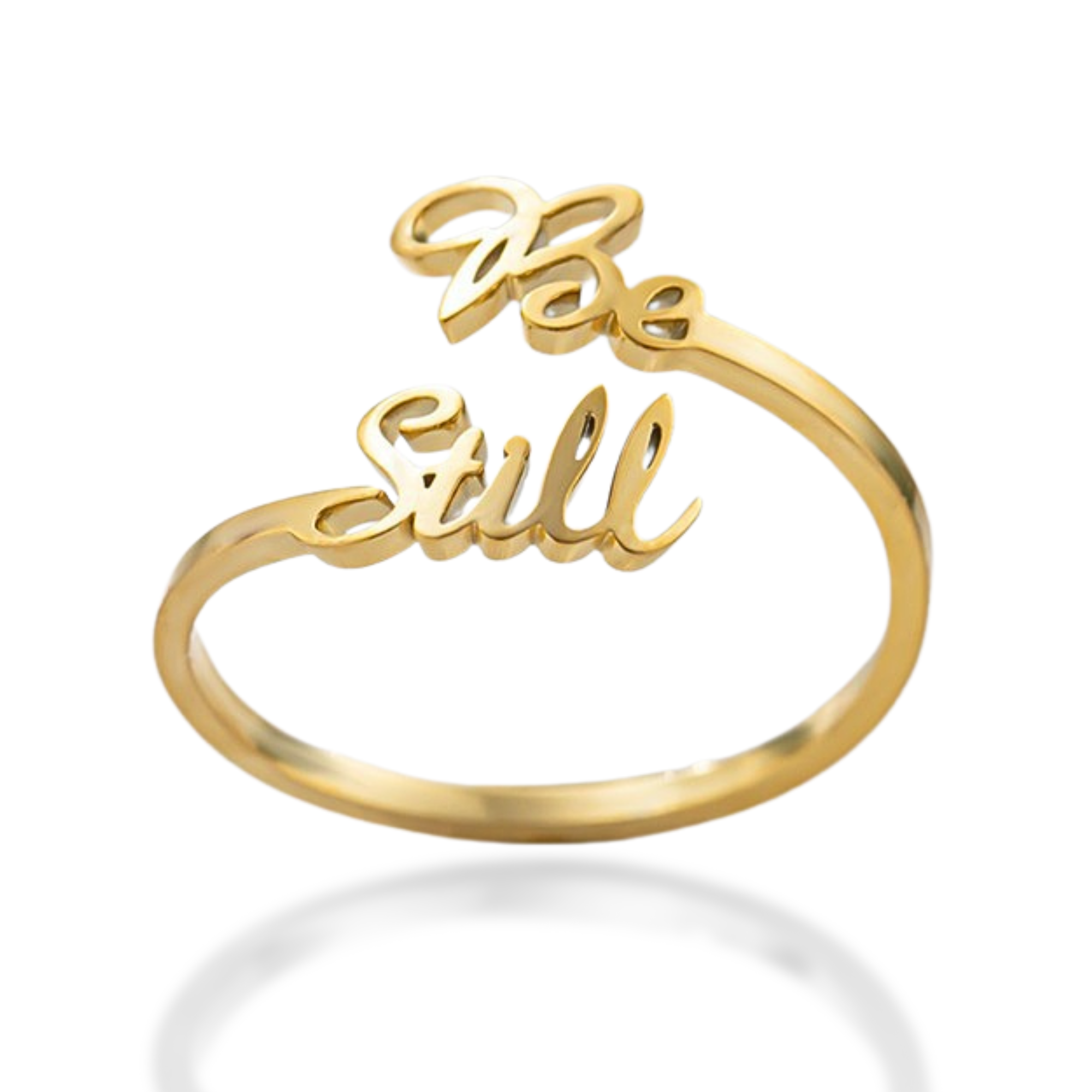 'Be Still' Adjustable Ring in Gold and Silver