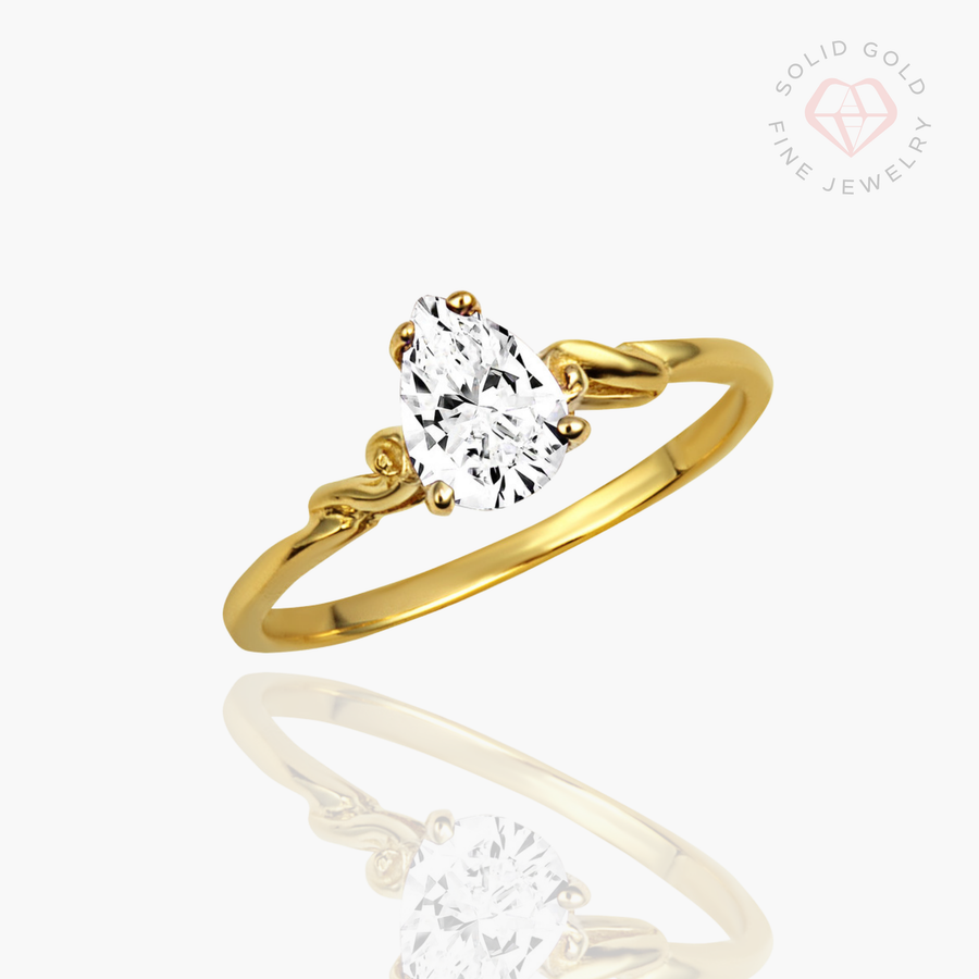 Delivered Tears Ring- 10k/14k Solid Yellow Gold, White Gold & Rose Gold