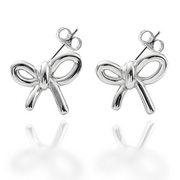 Bows of Devotion Stud Earrings in Silver