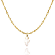 Pearly Cross Necklace in Gold and Silver