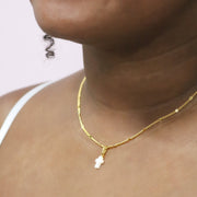 Simple Grace Pearl Cross Necklace