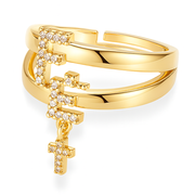 Fe Adjustable Ring with Dangle Cross