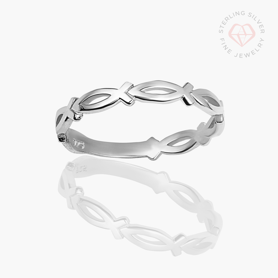 Ichthys All Around Ring- Sterling Silver