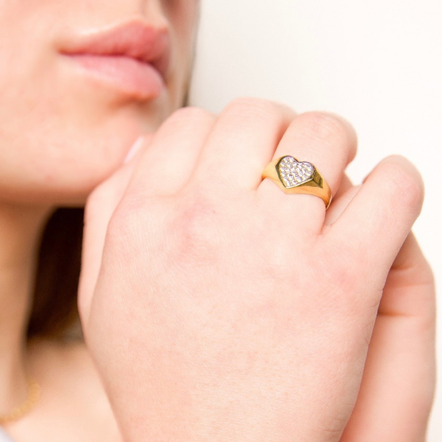 Faith by Heart Ring- 10k/14k Solid Yellow Gold, White Gold & Rose Gold