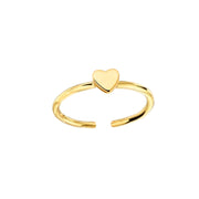 Dainty Heart Adjustable Ring in Gold and Silver
