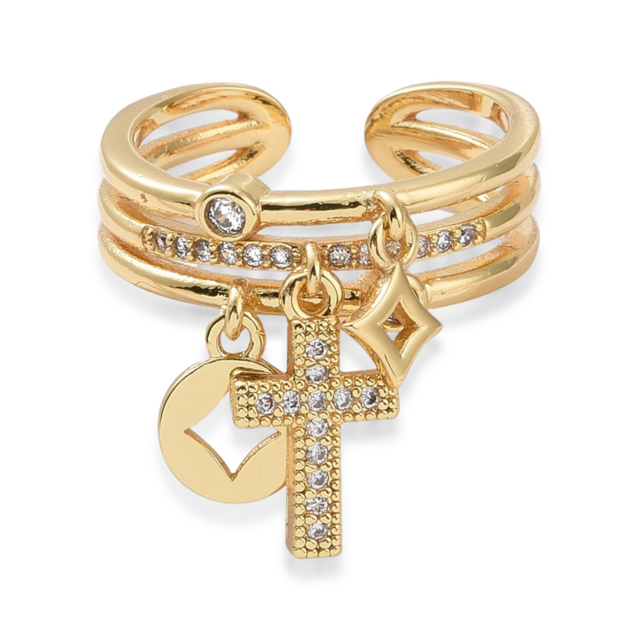 Carry your Cross Adjustable Ring with Dangles