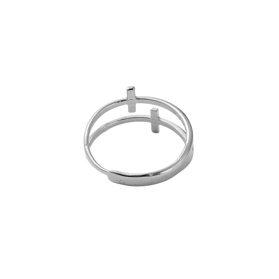 Heaven's Grace Adjustable Cross Ring Gold and Silver