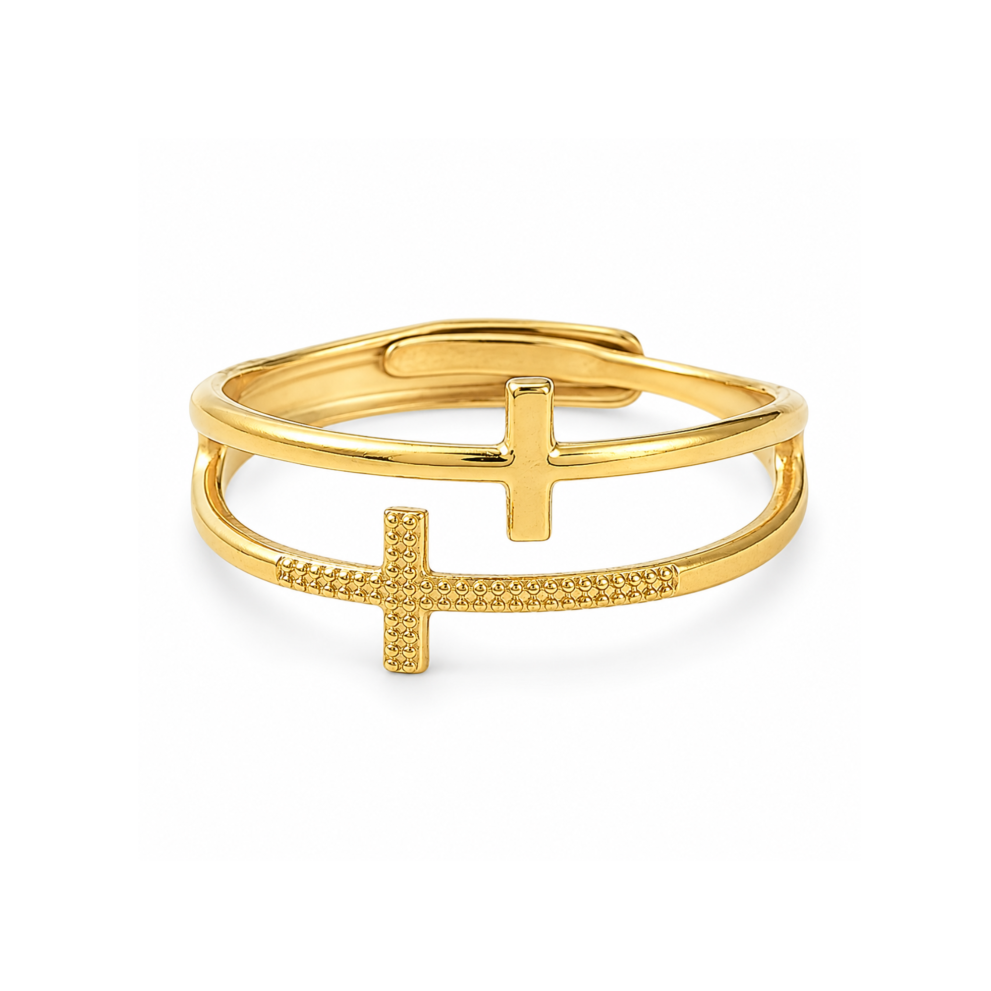 Heaven's Grace Adjustable Cross Ring Gold and Silver