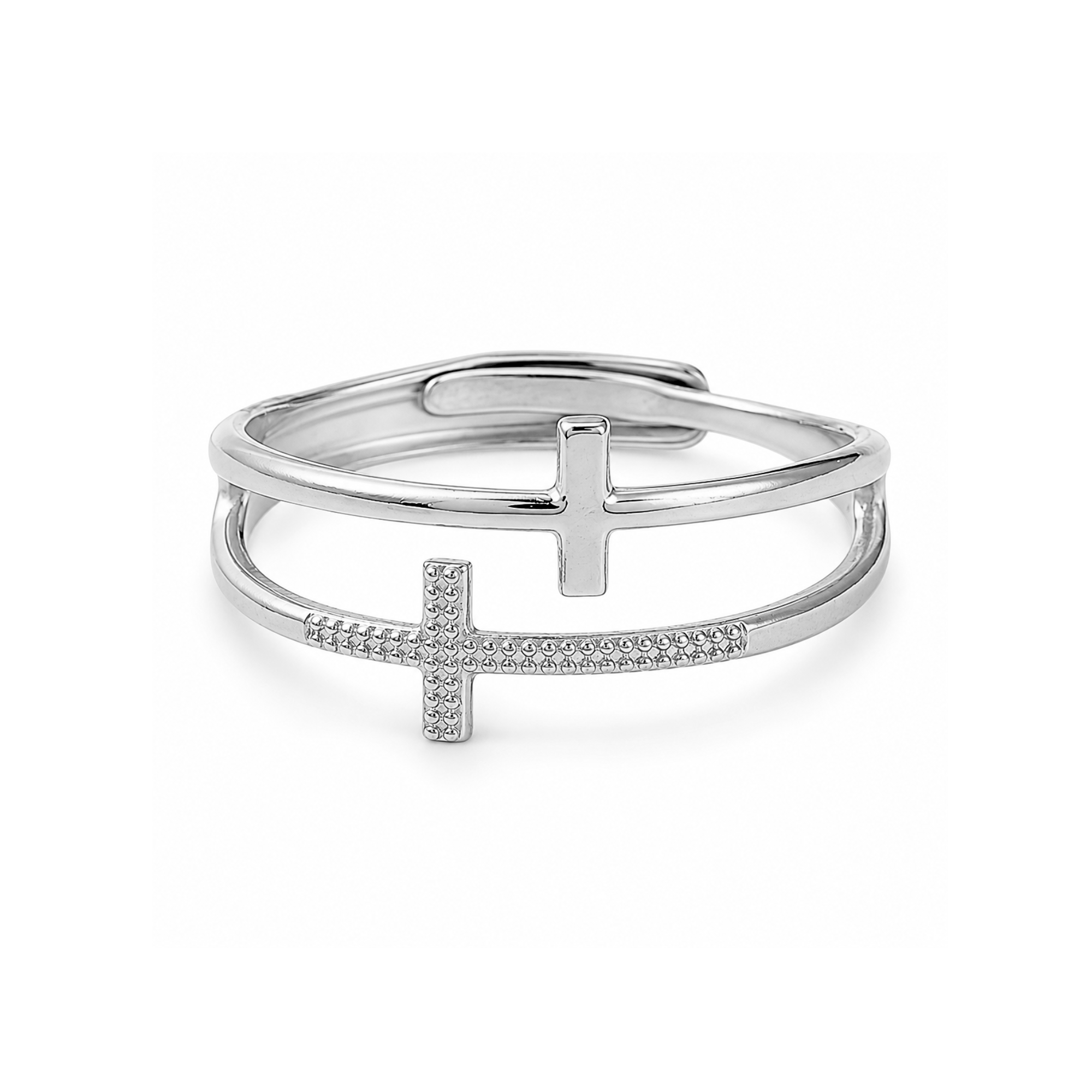 Heaven's Grace Adjustable Cross Ring Gold and Silver