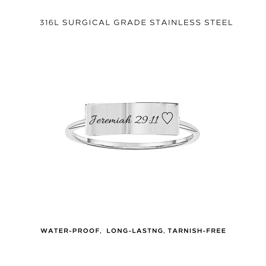 Engraved Rectangle Bar Ring - Customer's Product with price 40.00