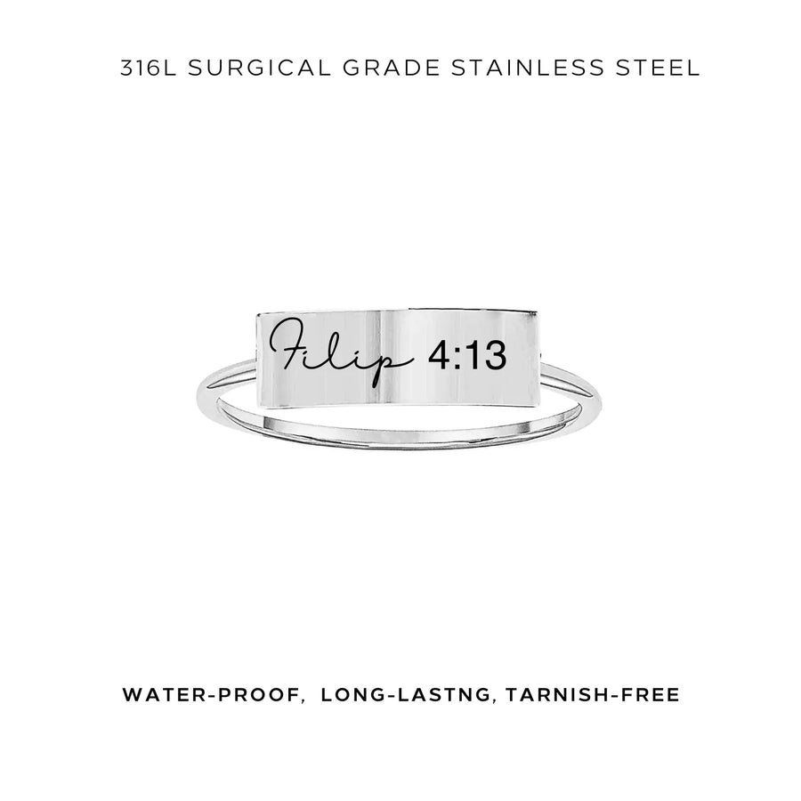 Engraved Rectangle Bar Ring - Customer's Product with price 40.00
