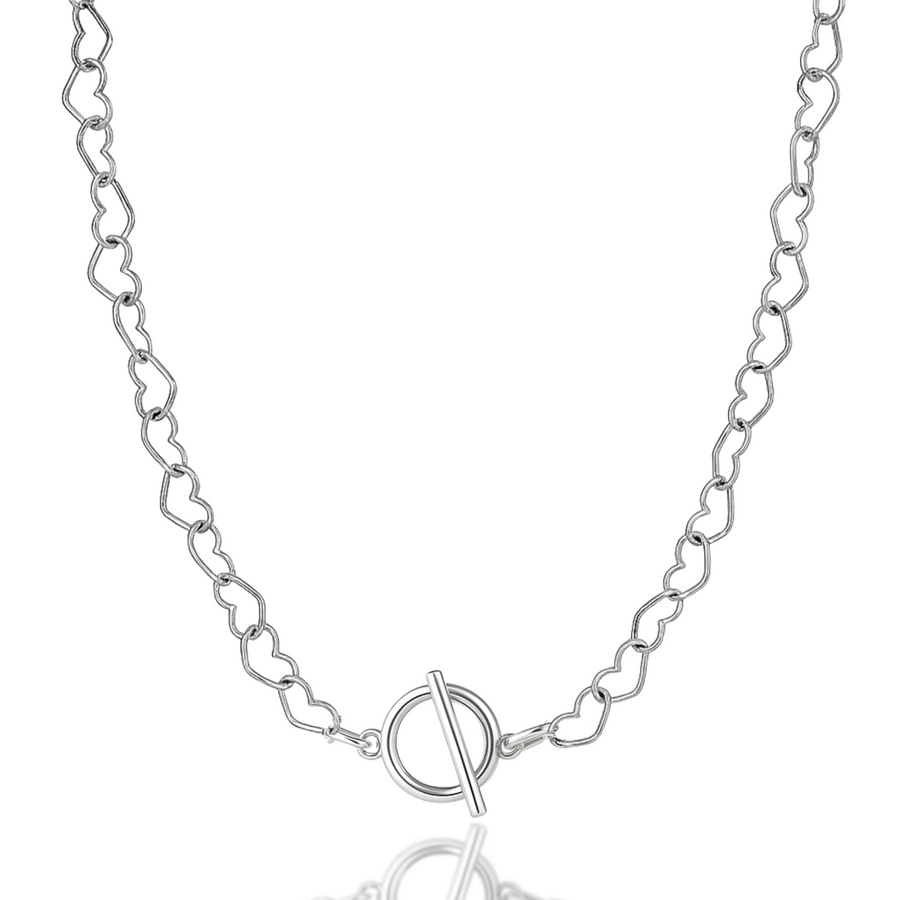 Joyful Hearts Necklace with Toggle Clasp Silver