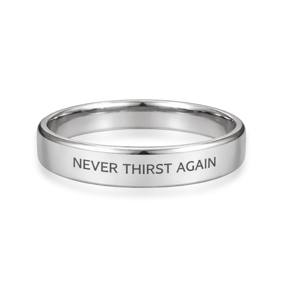 'Never Thirst Again' Mens Silver Ring