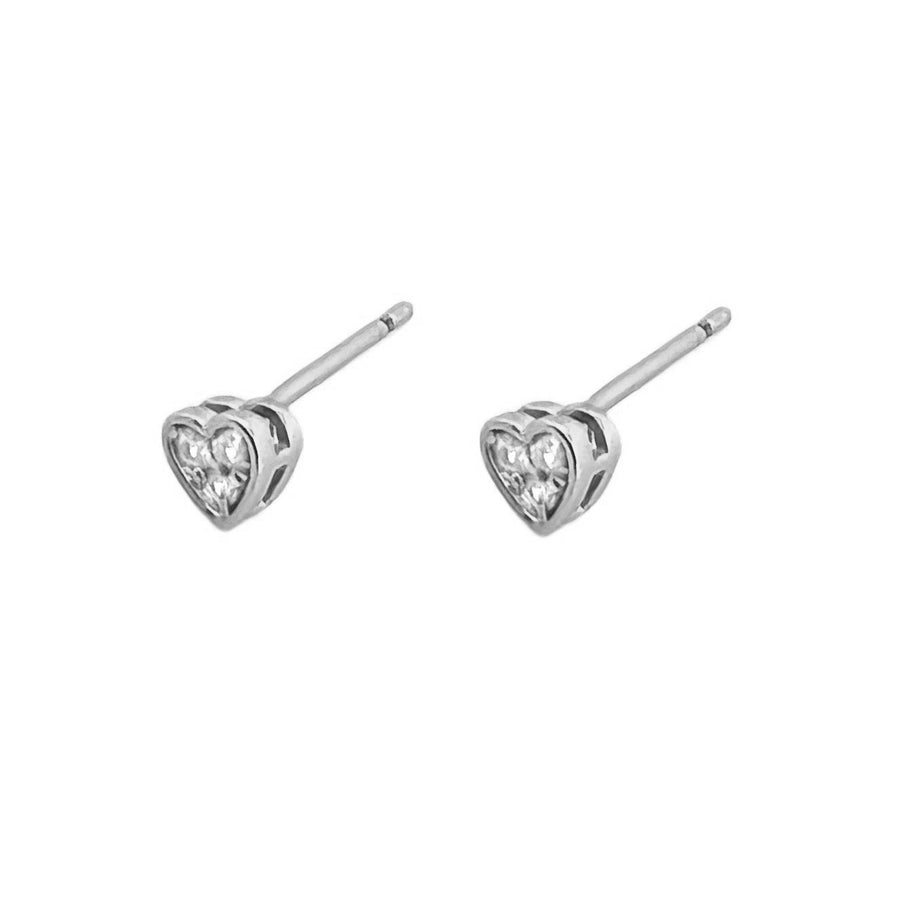 Tiny Heart Stud Earrings in Gold and Silver