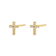 Tiny Cross Stud Earrings in Gold & Silver