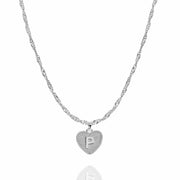 Initial Heart Necklace in Silver