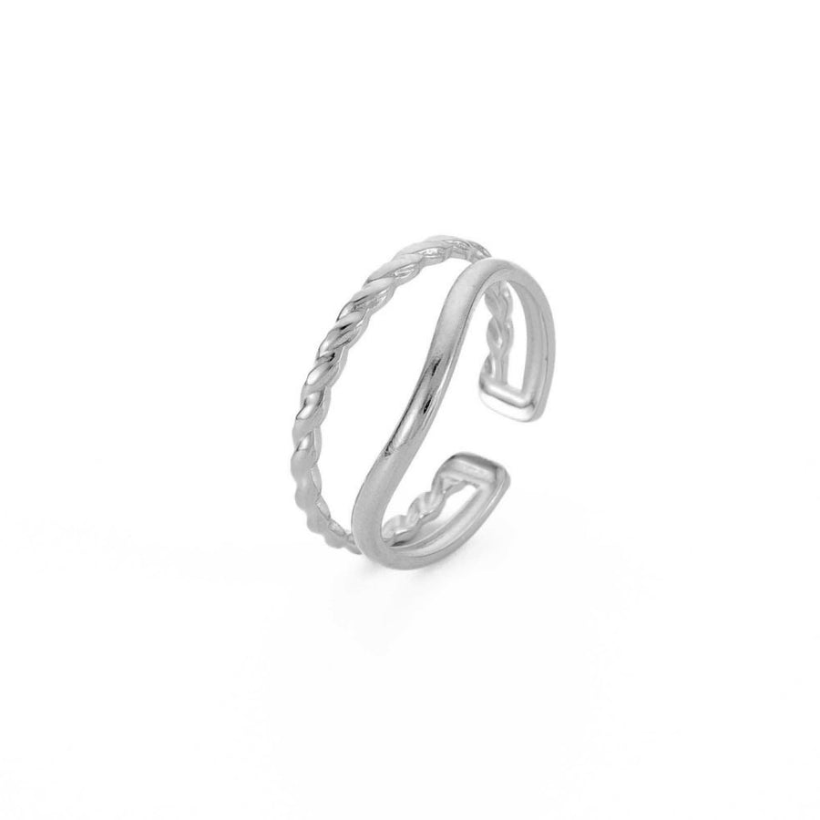 Double Twisted Adjustable Ring in Gold or Silver