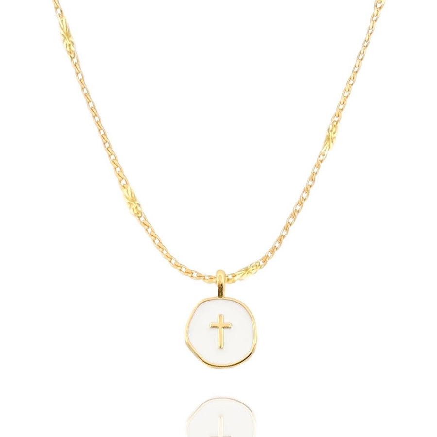 Agape Cross Necklace in Gold and Silver