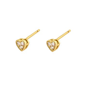 Tiny Heart Stud Earrings in Gold and Silver